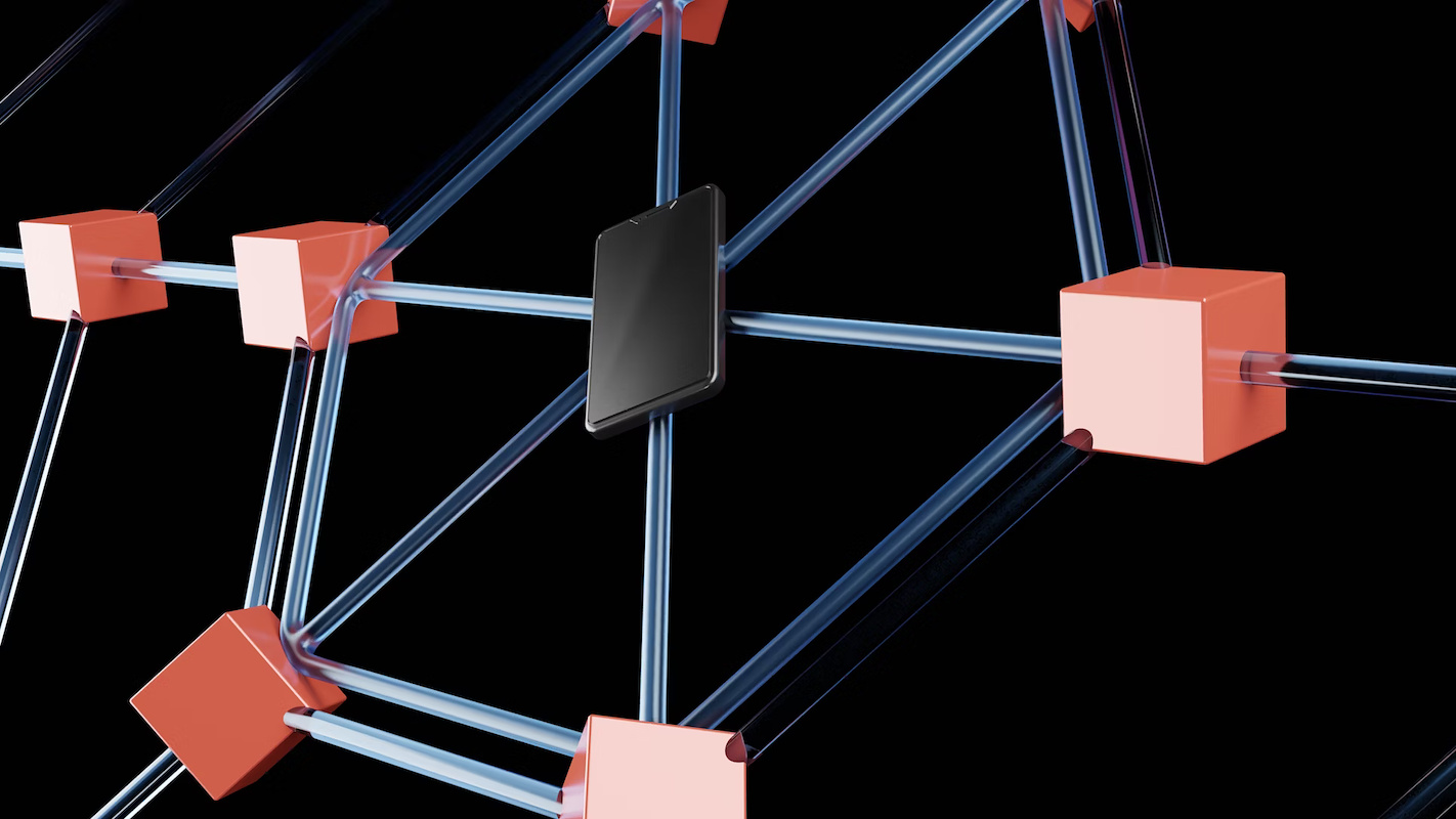 Dynamic illustration of blockchain nodes connecting traditional insurance markets with DeFi platforms, symbolizing on-chain reinsurance integration