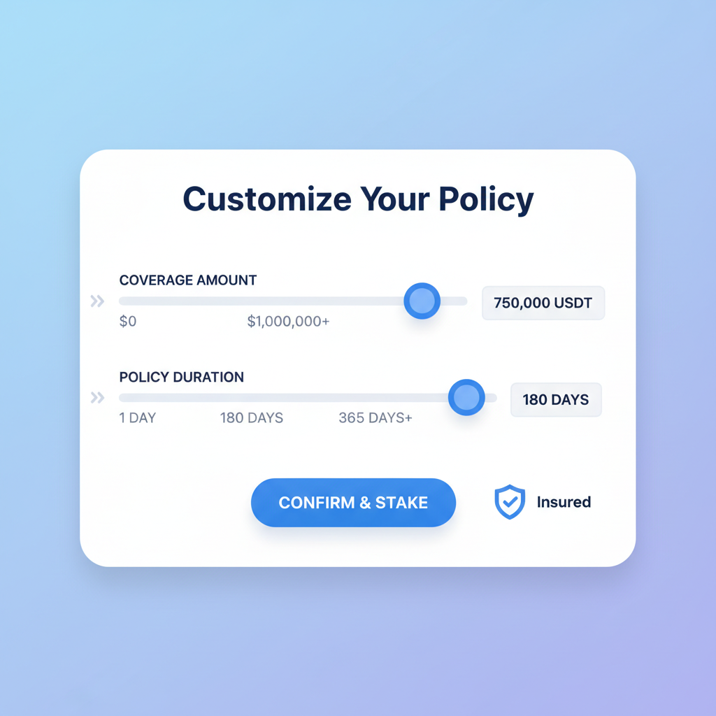 customizing DeFi insurance policy parameters amount duration sliders